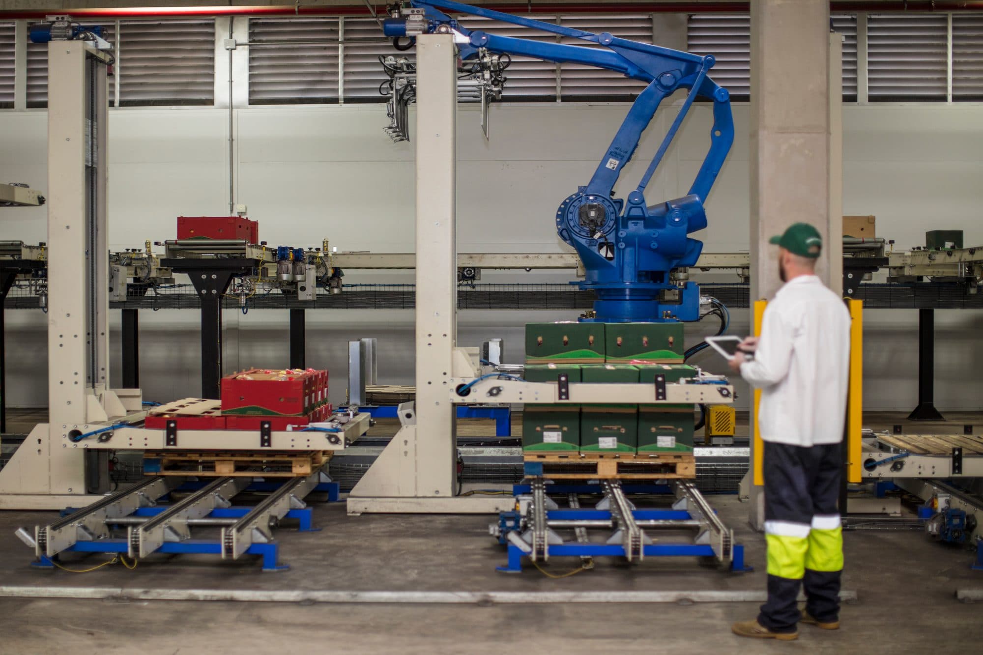 Îlot de palettisation robotisé suivi sur tablette